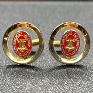 Huntington College / University Gold Tone and Red Cufflinks